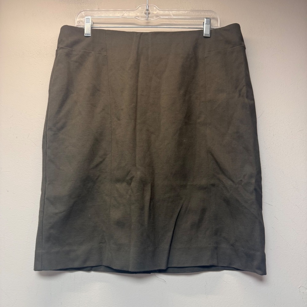 J. Jill Pencil Skirt Womens Medium Olive Green Excellent Stretch Ponte Knit